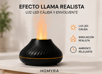 Difusor Volcán LED con Aroma y Efecto Llama